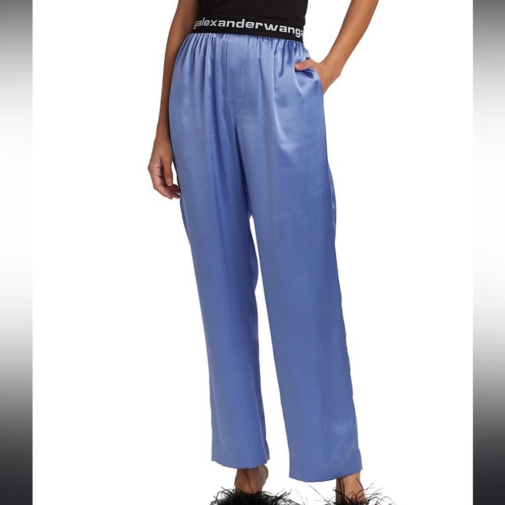 ALEXANDER WANG Logo Band Silk Pants - Blue